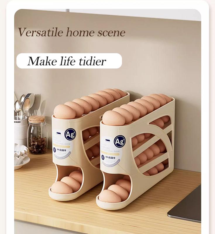 ⏰Last Batch Selling Fast !!✨ Automatic Rolling Egg Dispenser Organizer for Refrigerator🙌