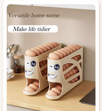 ⏰Last Batch Selling Fast !!✨ Automatic Rolling Egg Dispenser Organizer for Refrigerator🙌