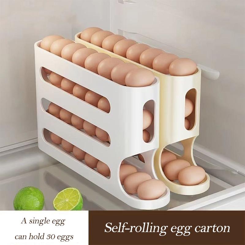 ⏰Last Batch Selling Fast !!✨ Automatic Rolling Egg Dispenser Organizer for Refrigerator🙌