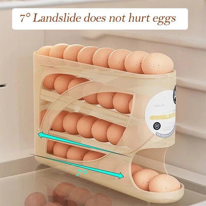 ⏰Last Batch Selling Fast !!✨ Automatic Rolling Egg Dispenser Organizer for Refrigerator🙌